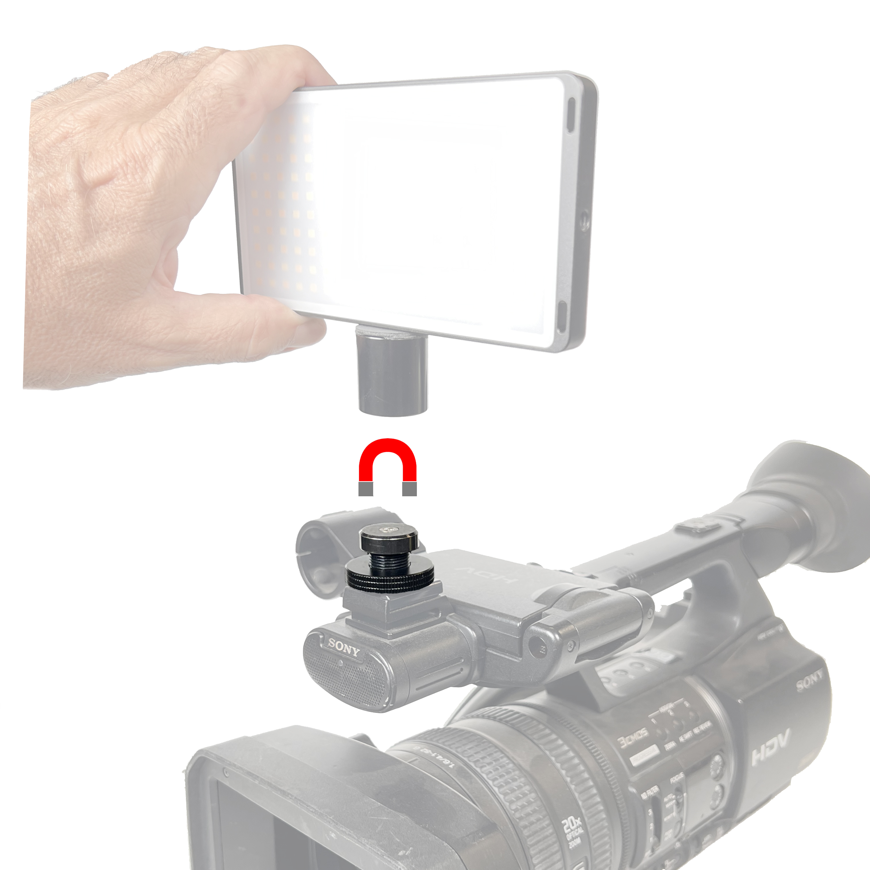 Frezzi cold shoe magnetic mount on camera